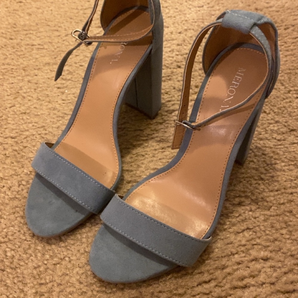 Merona Blue Heeled Sandals with Ankle Strap
